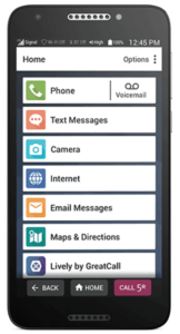 Screen of Jitterbug Smart2 phone