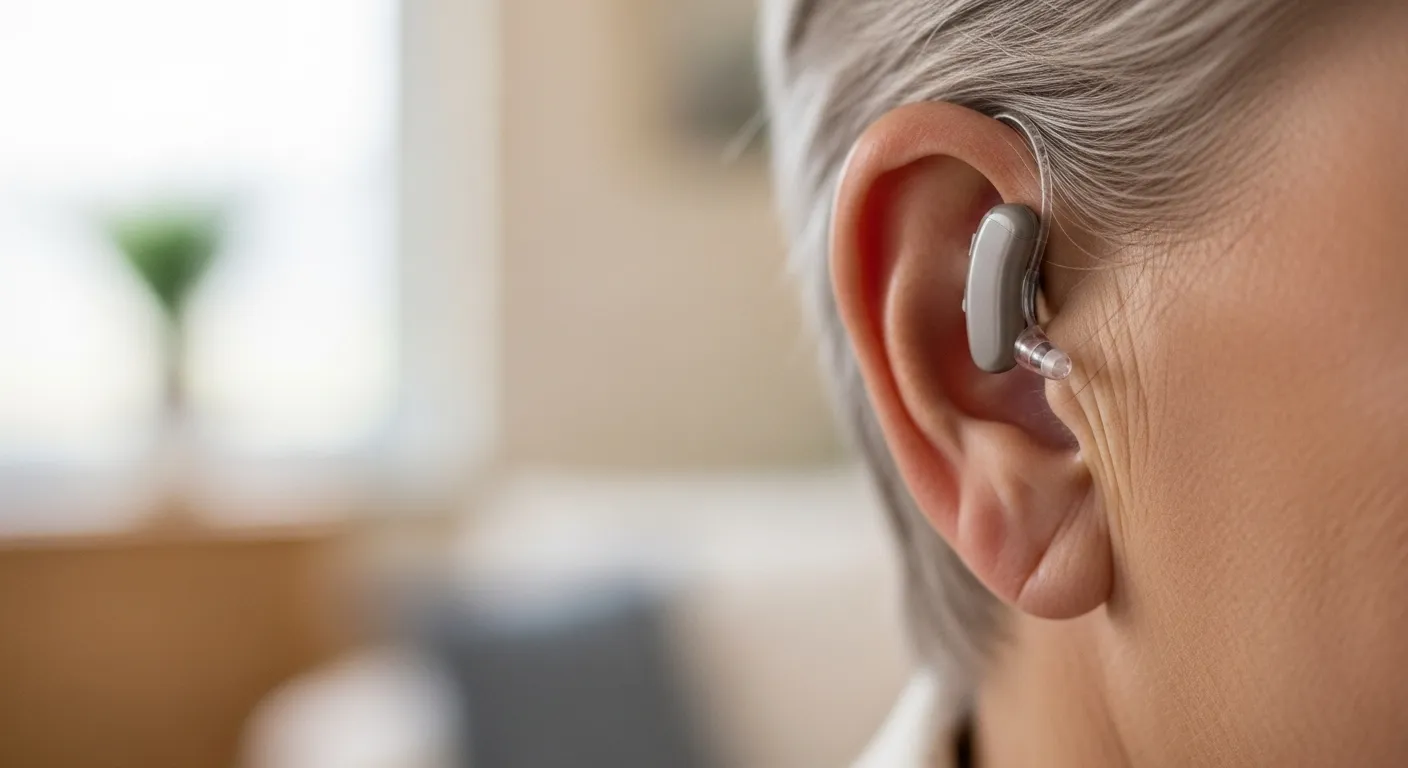 An older adult participating in a hearing test, with an audiologist explaining an audiogram.