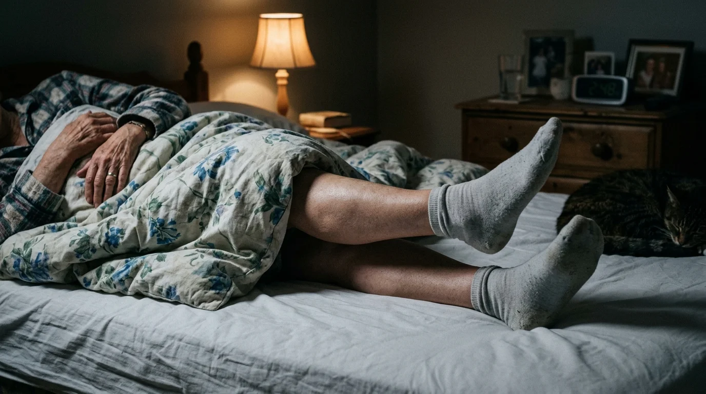 Editorial photograph illustrating: Sign 6: Unintentional Leg Twitching While You Sleep (PLMS)