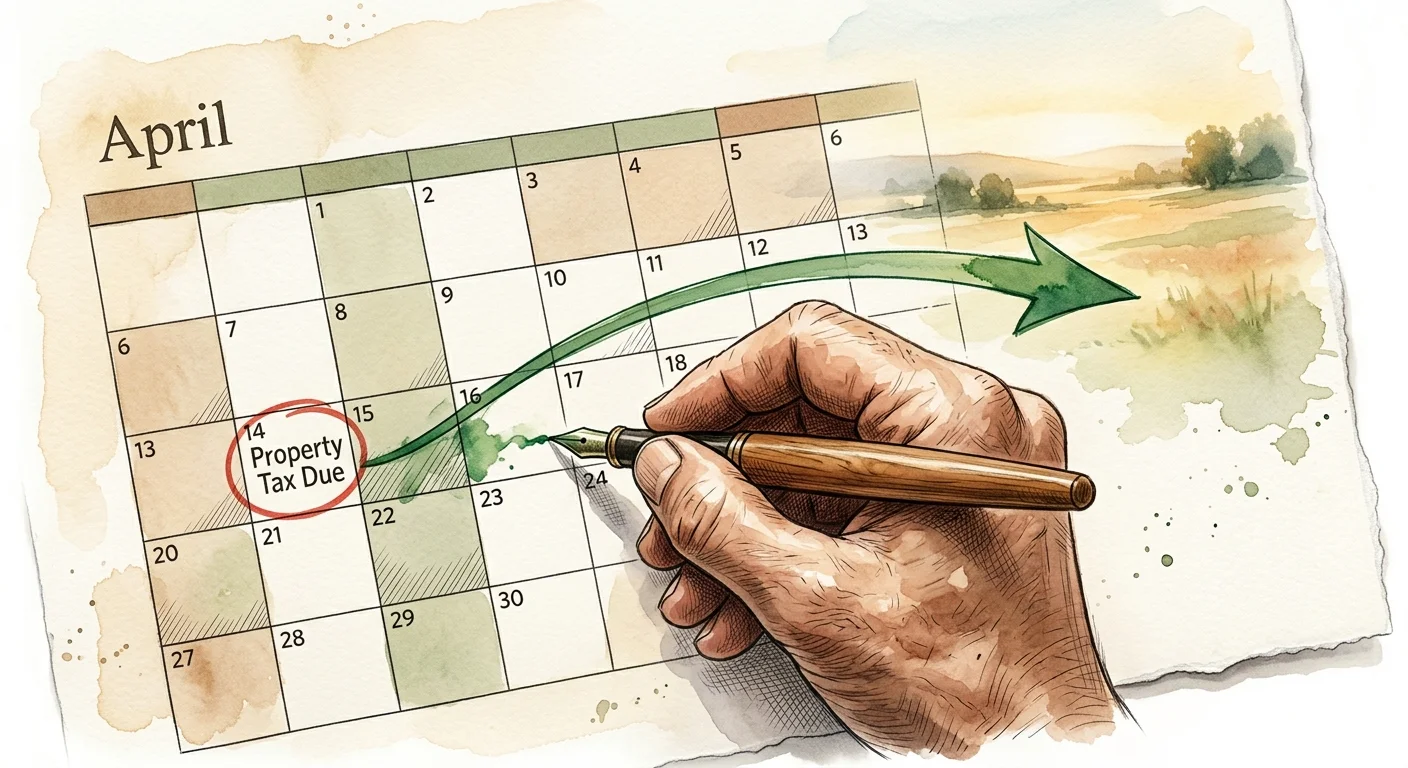 An illustration of a hand drawing an arrow on a calendar to postpone a tax date into the future.