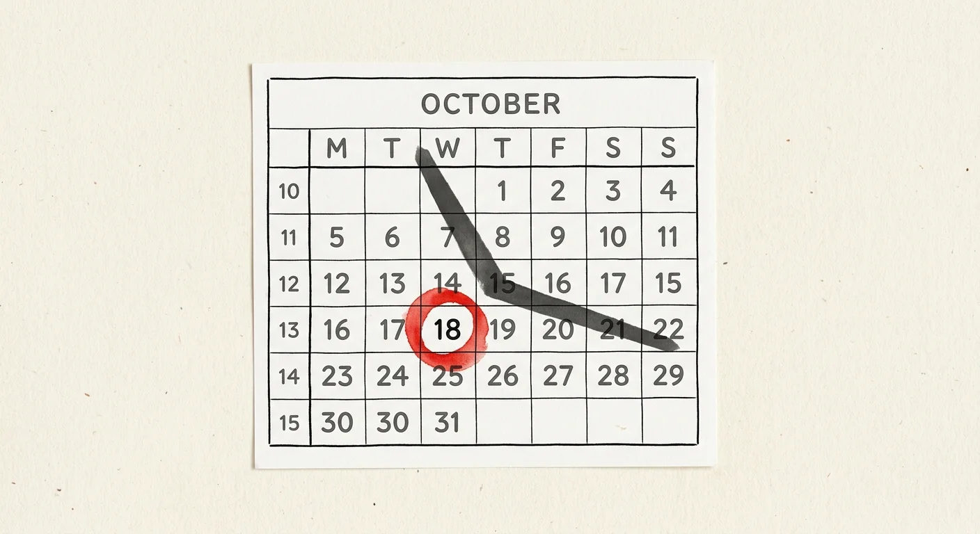 Conceptual ink and watercolor illustration of a calendar date circled in red with a clock shadow, symbolizing missed benefit deadlines.